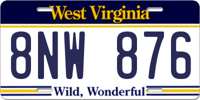 WV license plate 8NW876