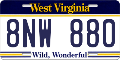 WV license plate 8NW880