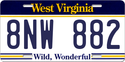 WV license plate 8NW882