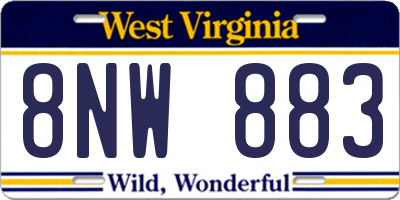WV license plate 8NW883
