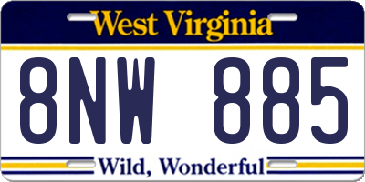 WV license plate 8NW885
