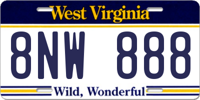WV license plate 8NW888