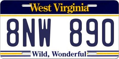 WV license plate 8NW890