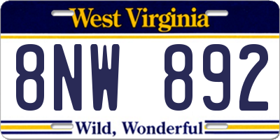 WV license plate 8NW892