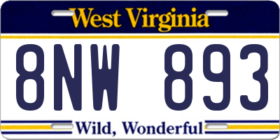 WV license plate 8NW893