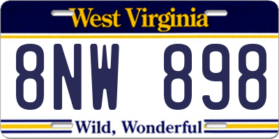 WV license plate 8NW898