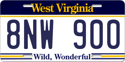 WV license plate 8NW900