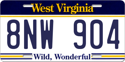 WV license plate 8NW904