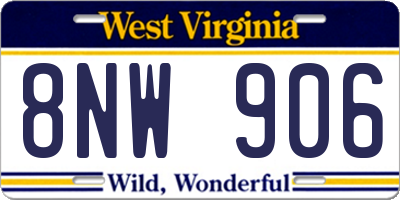 WV license plate 8NW906