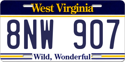 WV license plate 8NW907