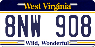 WV license plate 8NW908