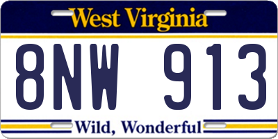 WV license plate 8NW913