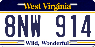 WV license plate 8NW914