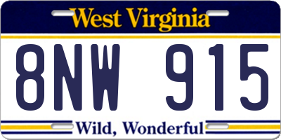 WV license plate 8NW915