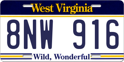 WV license plate 8NW916