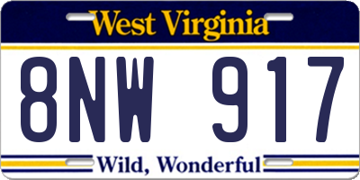 WV license plate 8NW917