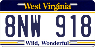 WV license plate 8NW918