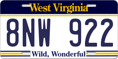 WV license plate 8NW922