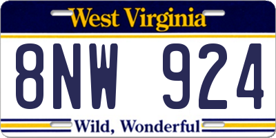 WV license plate 8NW924