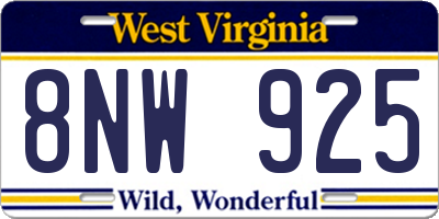WV license plate 8NW925