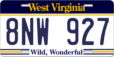 WV license plate 8NW927