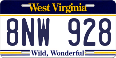 WV license plate 8NW928