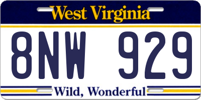 WV license plate 8NW929