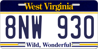 WV license plate 8NW930