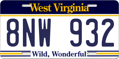 WV license plate 8NW932