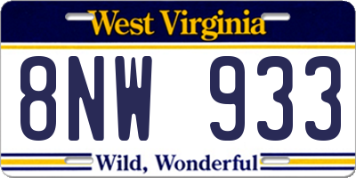 WV license plate 8NW933