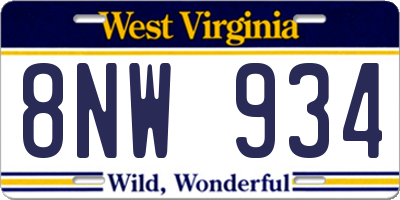 WV license plate 8NW934