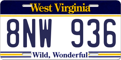 WV license plate 8NW936