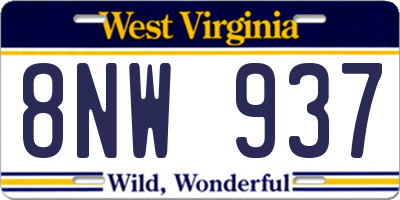 WV license plate 8NW937