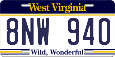 WV license plate 8NW940