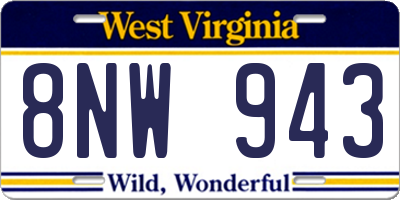 WV license plate 8NW943
