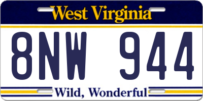 WV license plate 8NW944