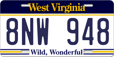 WV license plate 8NW948