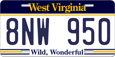 WV license plate 8NW950