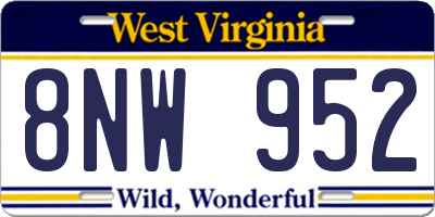 WV license plate 8NW952