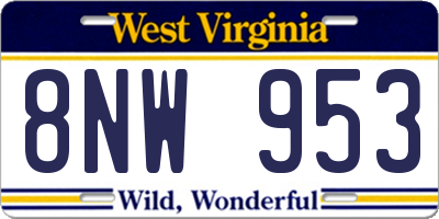 WV license plate 8NW953