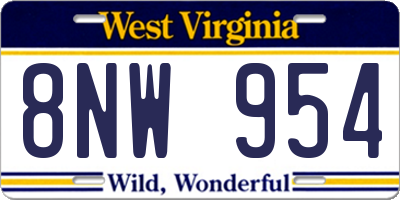 WV license plate 8NW954
