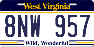 WV license plate 8NW957