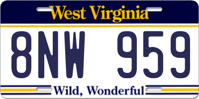 WV license plate 8NW959