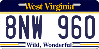 WV license plate 8NW960