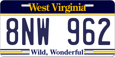 WV license plate 8NW962