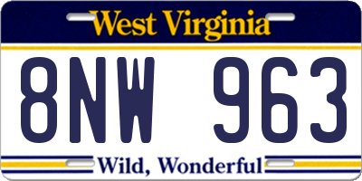 WV license plate 8NW963