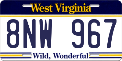 WV license plate 8NW967