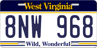 WV license plate 8NW968