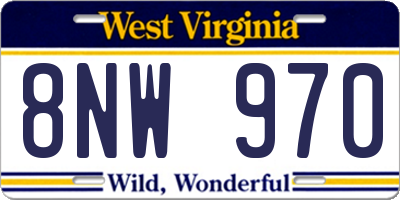 WV license plate 8NW970