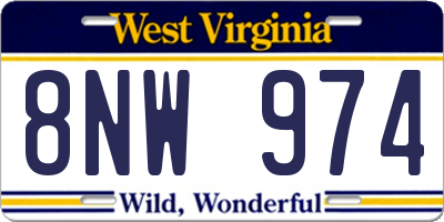 WV license plate 8NW974